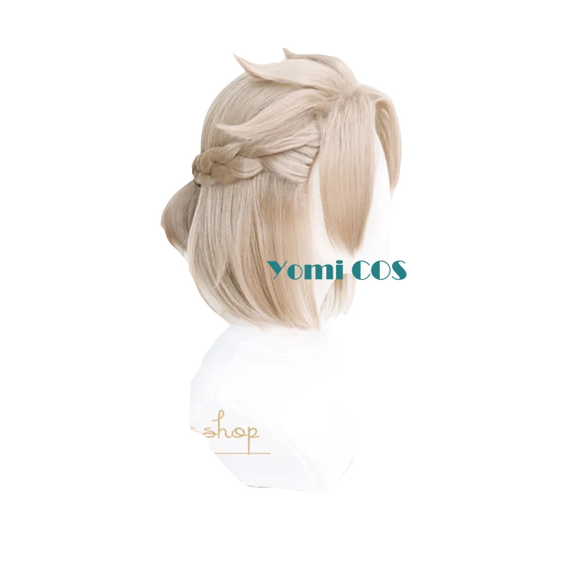 Genshin ударная игра альбедо Косплей короткий льняной золотой парик аниме