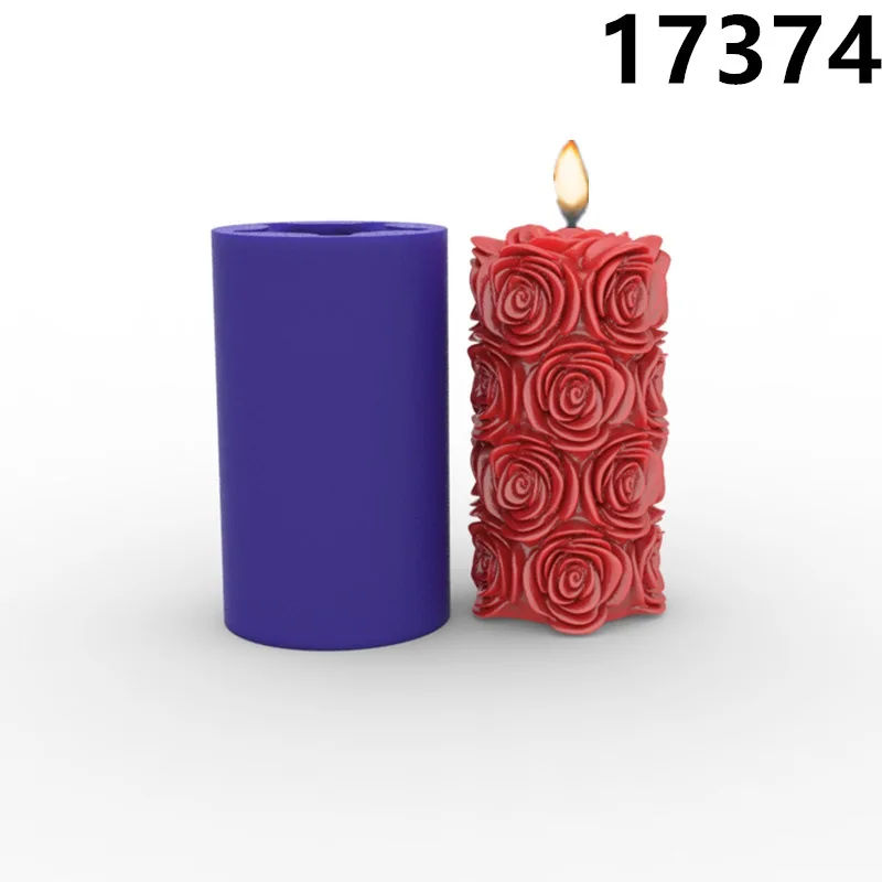 

Rose Pillar Candle Silicone Candle Mold Carving Art Aromatherapy Plaster Home Decoration Mold Wedding Gift Handmade