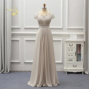 Кружевные вечерние официальные платья с рукавами-крылышками и аппликацией, серебристое шифоновое платье для матери невесты, свадебное платье, vestido de 2021