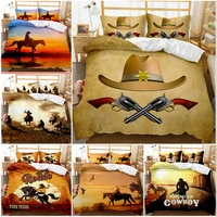 western cowboy map customizable three piece 3d printing two piece bedding duvet cover suitable for children and adults