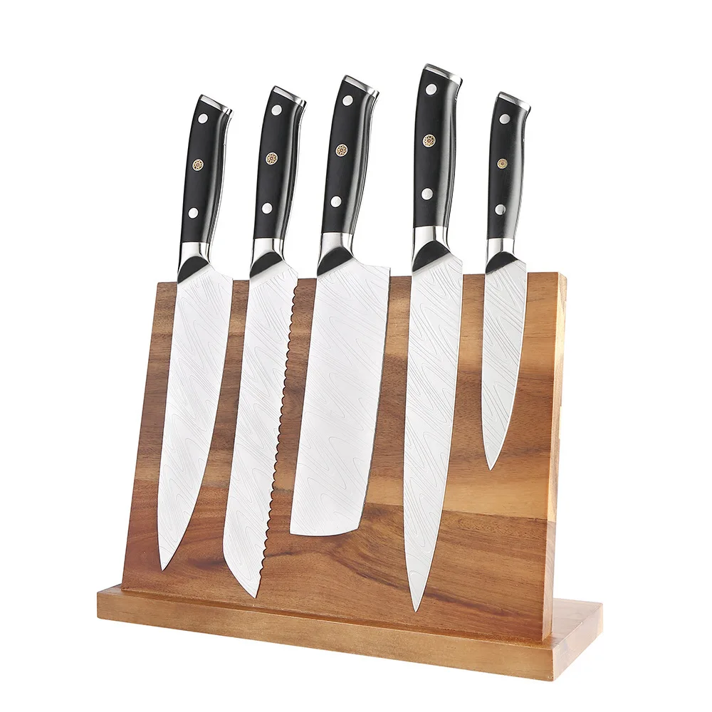 Soporte magn&eacute;tico de madera maciza para cuchillos, herramienta de cocina de madera, soporte para cortadores, estante de almacenamiento profesional de acero inoxidable, env&iacute;o gratis-1