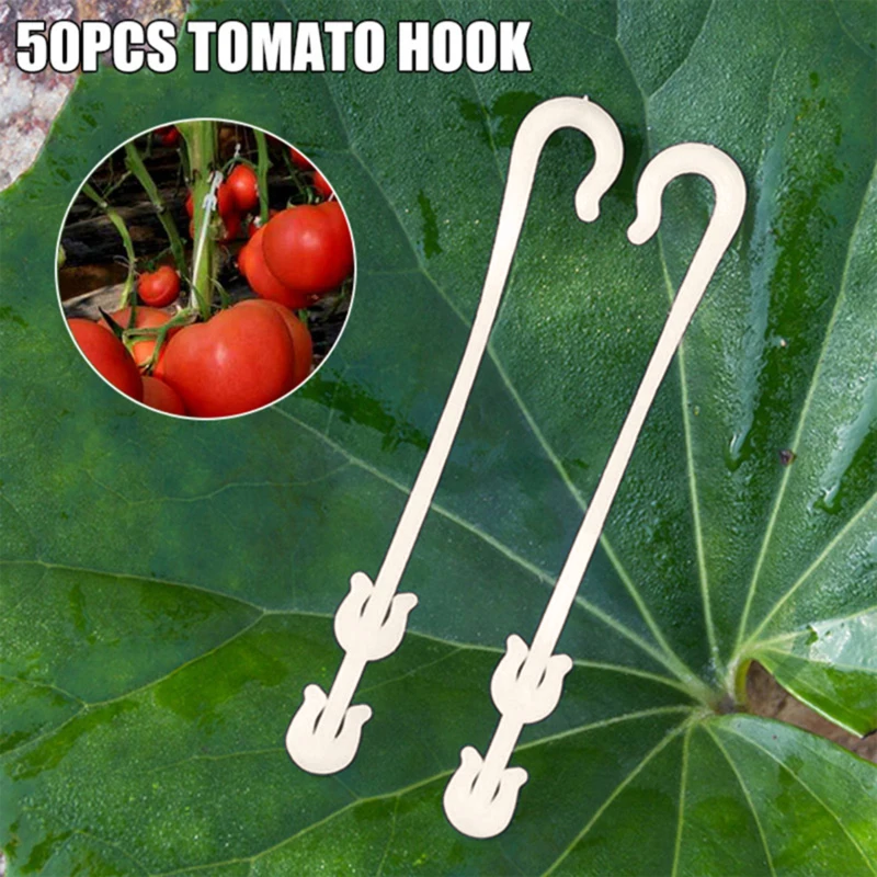 

50pcs J Shaped Fruit Cherry Tomato Ear Hook Garden Vegetable Plant Grape Support Vines Fastener Clips Trellis Fixed Buckle Hook