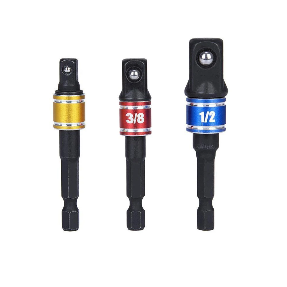 black-3pcs 3 шт./компл. хром-ванадиевая сталь Сталь гнездо адаптера шестигранным хвостовиком диаметром до квадратная сверла бар шестигранными битами набор инструментов плотно - Цвет: black-3pcs
