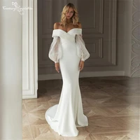 boho wedding dresses mermaid bridal dress 2022 off the shoulder long sleeve sparkle bridal gowns bride dress vestido de noiva
