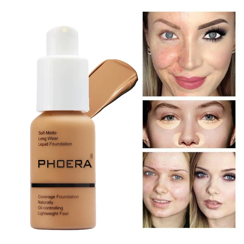 

Phoera 30ml Face Foundation Base Makeup Matte Oil Control Concealer Full Coverage Liquid Foundation Cream Cosmetics Maquiagem