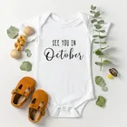 Объявление малыша встретить вас в октябре детское тело беременность раскрыть пользовательский комбинезон детский душ подарок 100% хлопок