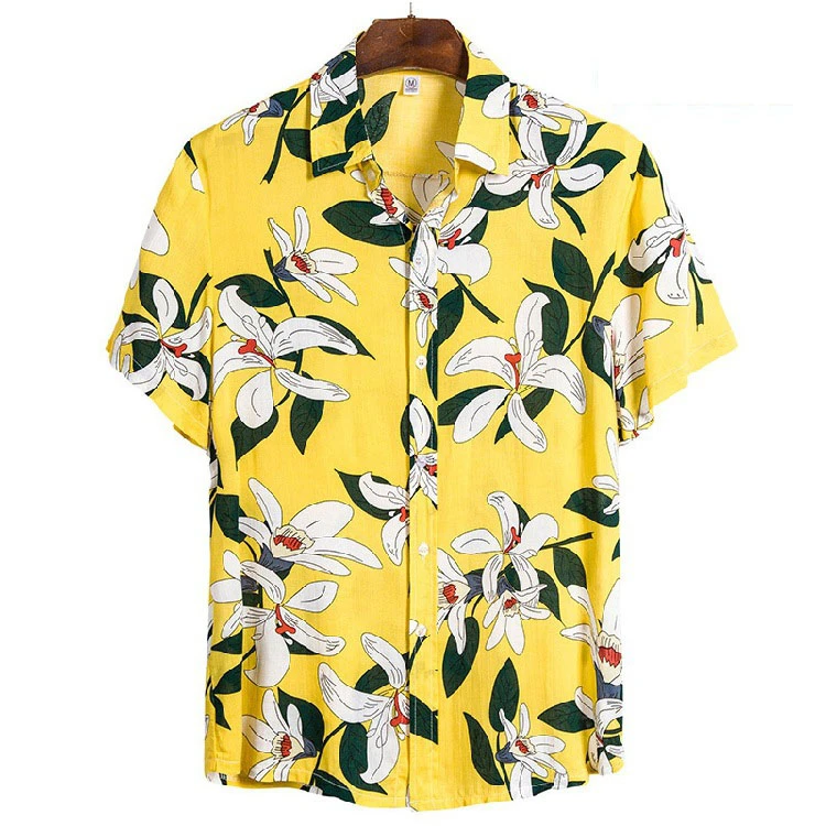 

2020 New Men's Printed Hawaiian Beach Shirt Male Casual Loose Shirt Summer Short Sleeves Floral Shirt Tops M-3XL