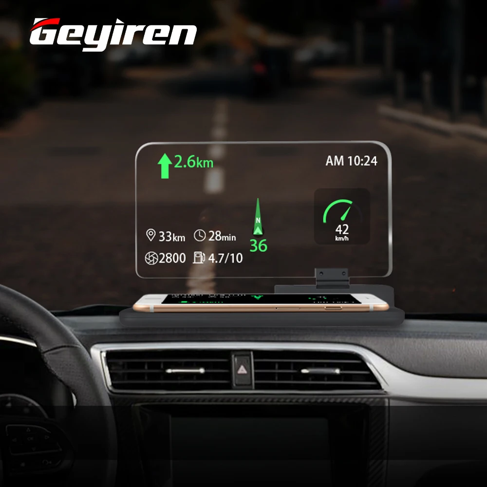 GEYIREN 6 дюймов Универсальный H6 автомобильный HUD Дисплей проектор телефон Навигация