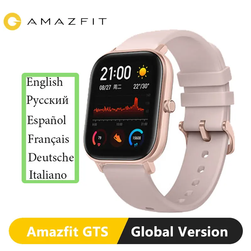 Rose Powder Глобальная версия Amazfit GTS Смарт-часы 5ATM водонепроницаемые плавательные умные часы 14 дней батарея управление музыкой для телефона Xiaomi IOS - Цвет: Rose Powder