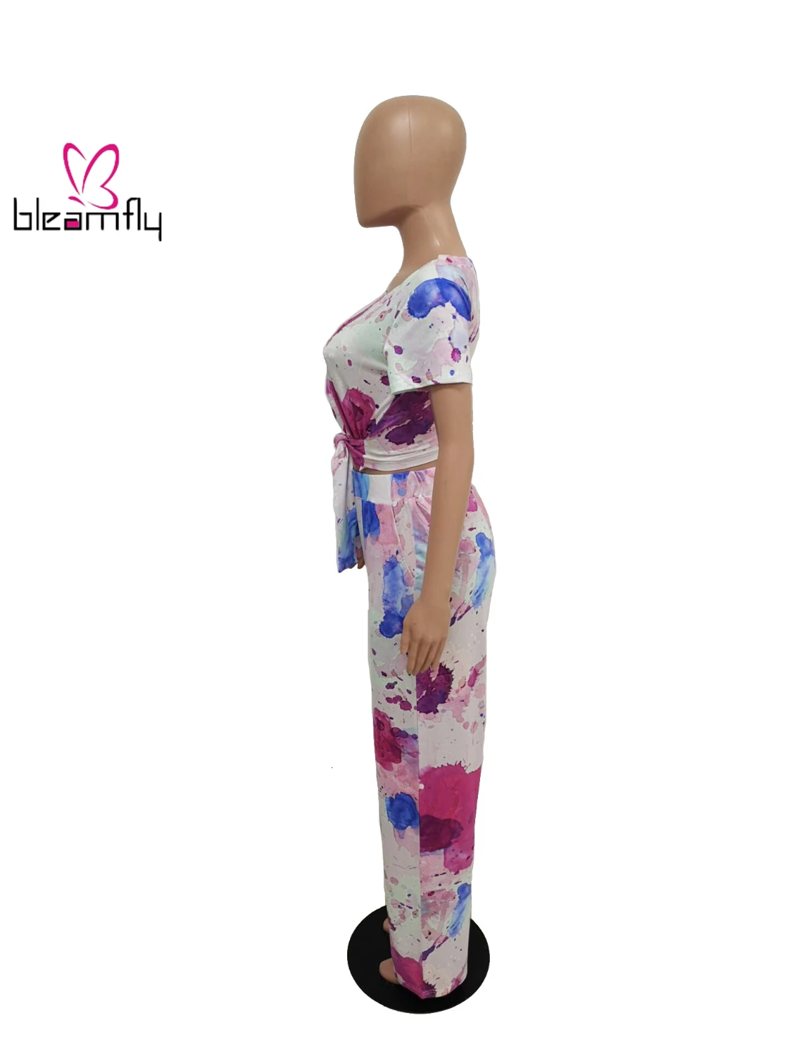 2019 женский летний костюм из двух предметов: короткая футболка с принтом Tie Dye