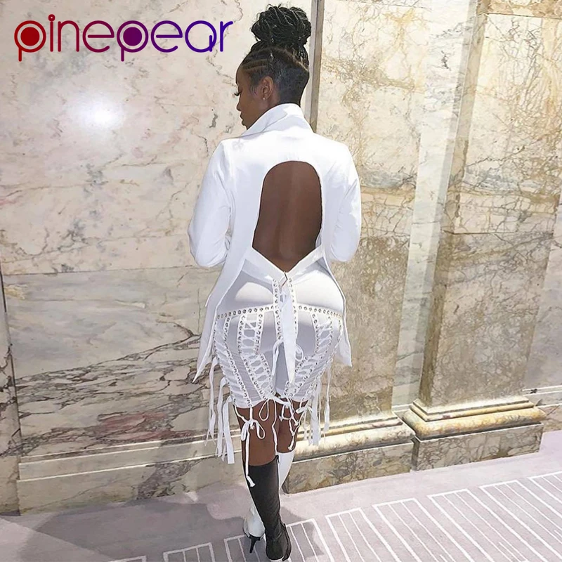 PinePear beauty Cardi B, длинный рукав, открытая спина, черный Женский блейзер, зима, подиумный Блейзер, высокая уличная длинная куртка, Прямая поставка
