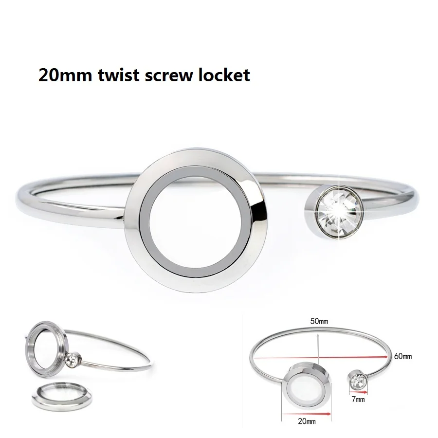 20mm twist screw 1p живой медальон с памятью, браслет из нержавеющей стали 316L 20 мм/25 мм/30 мм, плавающий медальон, браслет для плавающих шармов, Женские Ювелирные изделия - Окраска металла: 20mm twist screw