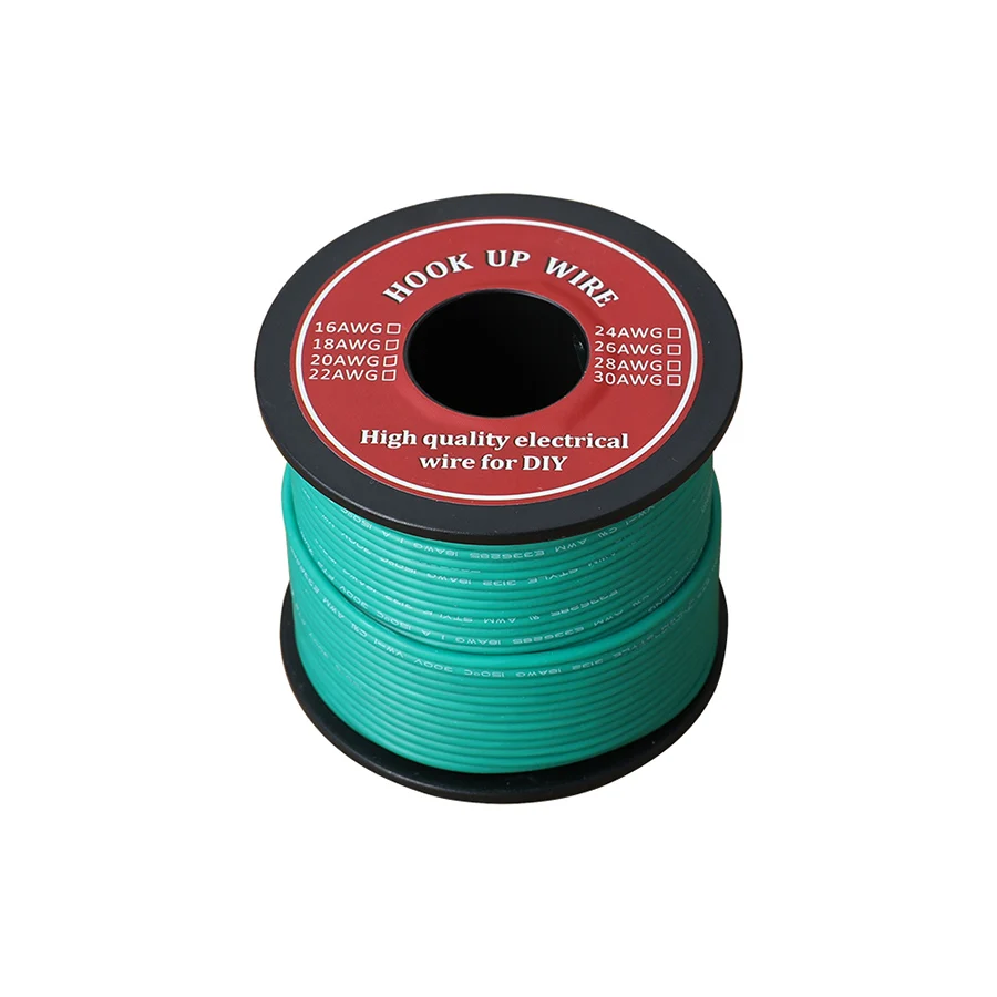 Green 60 м/лот 196ft Hook-up многожильный провод 22 AWG UL3132 гибкий электрический провод с силиконовой оплеткой резиновая Изолированная Луженая Медь 300 в 6 цветов - Цвет: Green