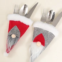 christmas decorations kitchen tableware fork knife cutlery holder bag pocket xmas spoon bags dinner table decor ornament