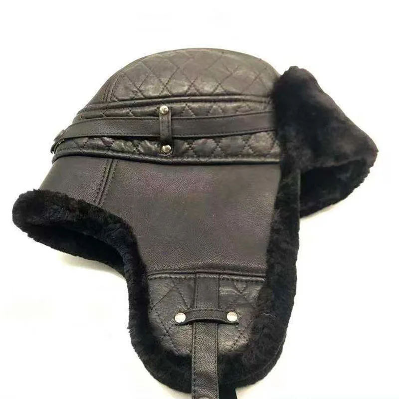 Зимняя шапка ушанка Для мужчин 2021 кожа ухи заслонки теплые зимние шапки ушанки
