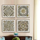 Винтажная Геометрическая Настенная картина Мандала квадратные картины скандинавские плакаты и принты Картина на холсте Декор для интерьера гостиной