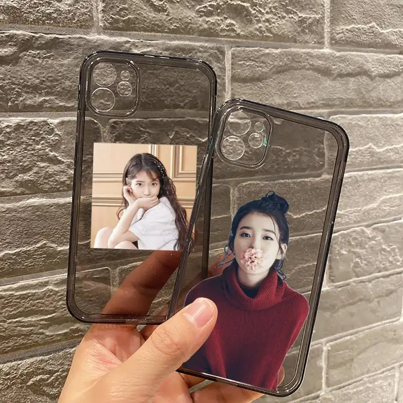 

IU Korean singer Phone Case For iPhone 12 11 8 7 se 2020 mini pro X XS XR MAX Plus Black Transparent Cover
