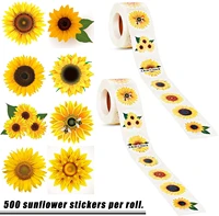sunflower stickers 1 5 500pcs labels 8 patterns self adhesive seals for christmas thanksgiving party decor stationery stickers