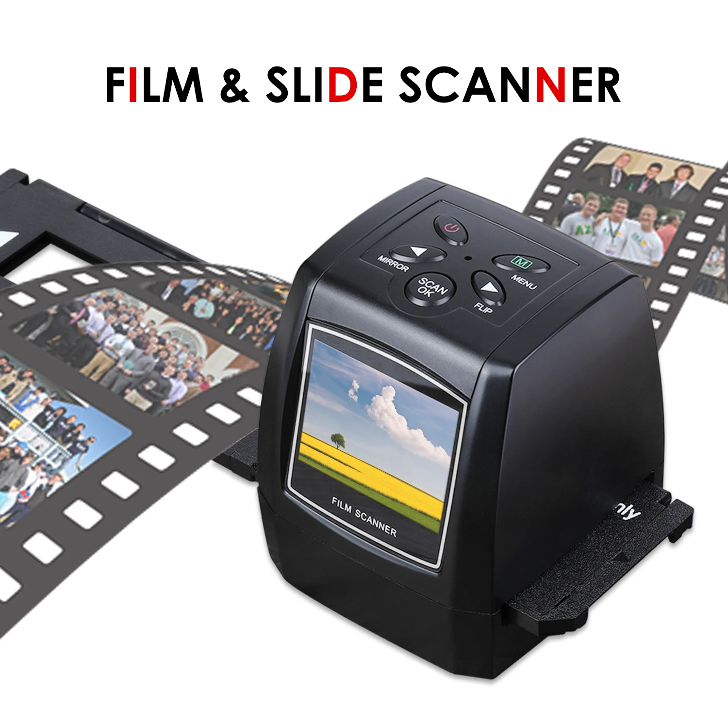 

35mm Film Scanner Digital USB Film Converter w/ Display 110/126/135 Slides Negative Film Printer High Resolution Photo Scanner