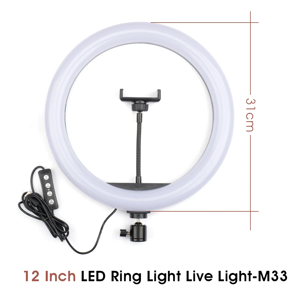 

GerTong LED Video Light Selfie Ring Light Ring Lamp Photography Lighting With Phone Holder Tripod Stand For Tik Tok Youtube