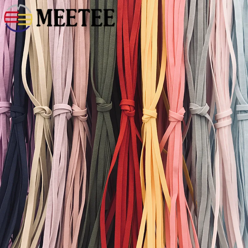 

Meetee 50/100M 5mm Colorful Nylon Elastic Band Hollow Flat Ear Straps Rope DIY Hanging Ears Rubber Cord Sewing Accessories EB057