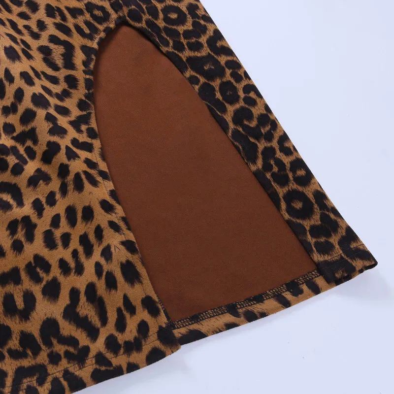 

Animal Leopard Print Bodycon Skirts Women High Waist Fashion Split Package Hip Pencil Skirt Lady Street Stretchy Bottoms