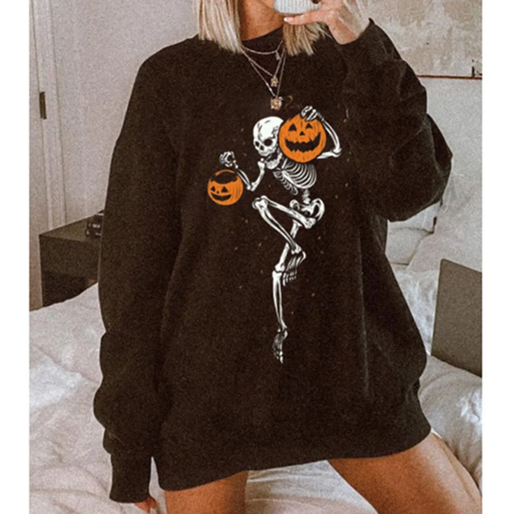 

Женская толстовка с длинным рукавом, круглым вырезом и принтом