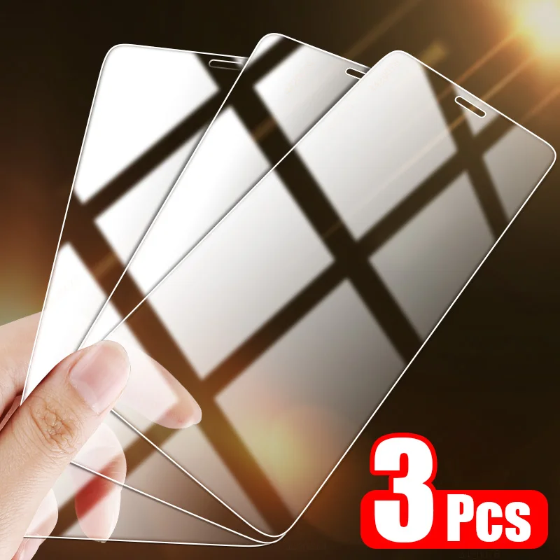 3PCS Full Cover Glass on The For iPhone X XS 11 Pro Max XR 7 8 Screen Protector on iPhone 6 6s 7 8 Plus SE 7 Tempered Glass Film