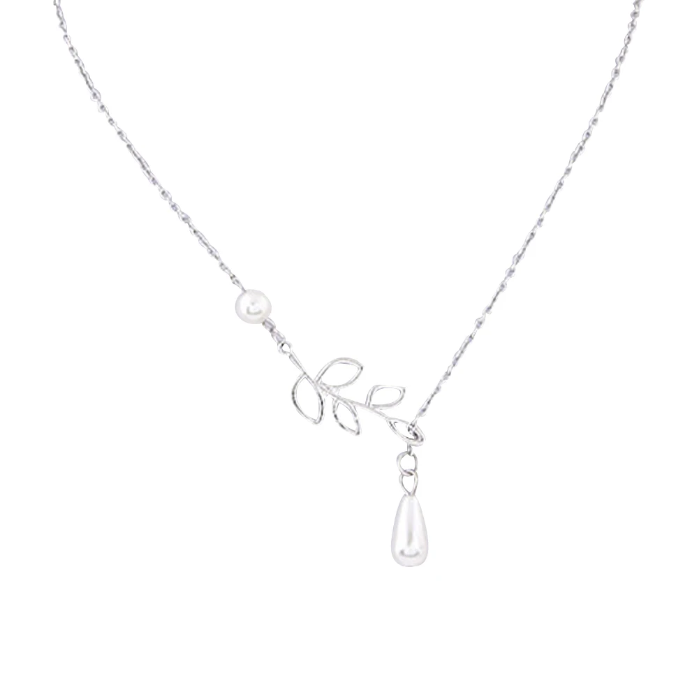 Модный женский чокер с подвеской из искусственного жемчуга полыми листьями