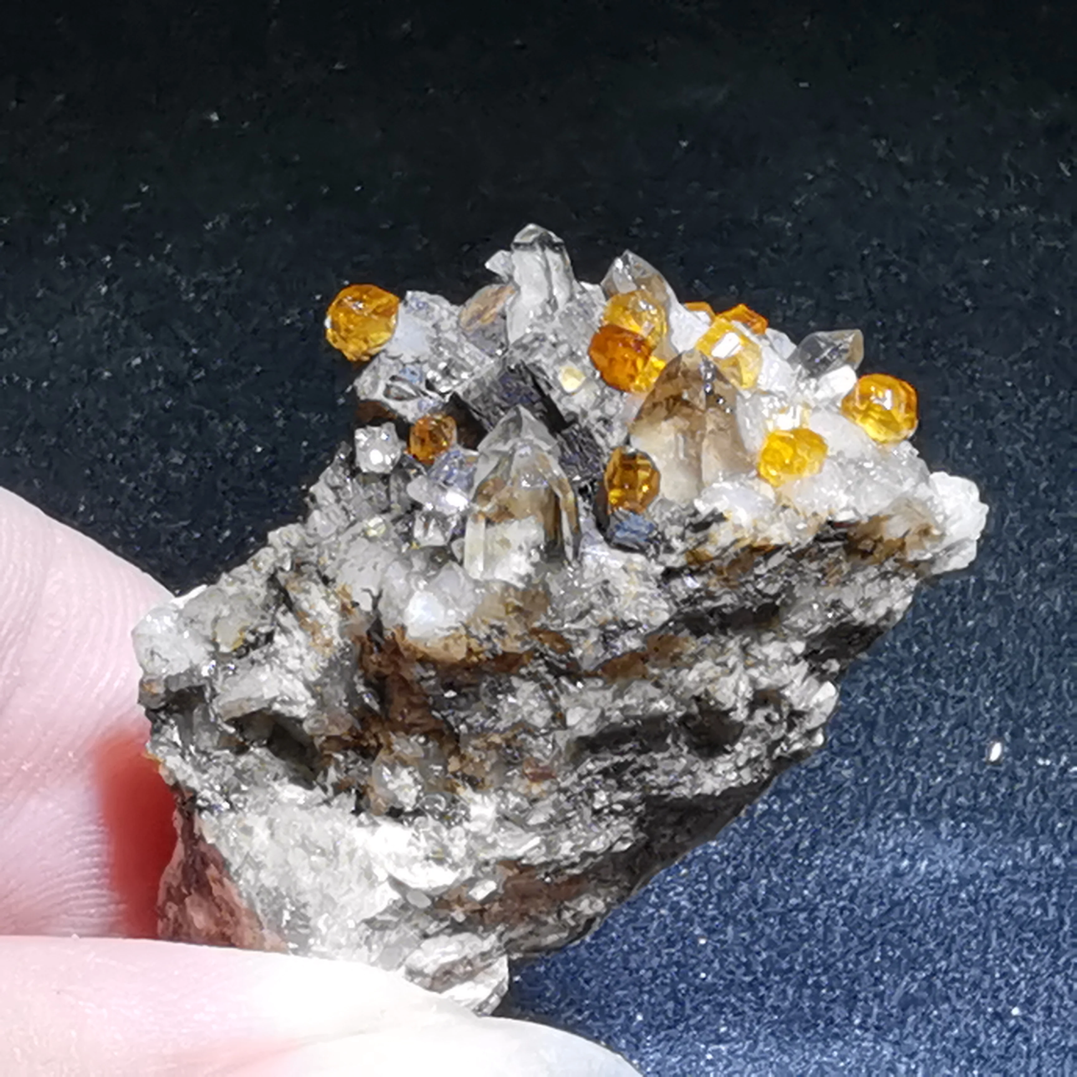 

9.9g.Rare natural garnet crystal hexagonal point feldspar mica brass multi mineral crystal symbiotic halo energy healing