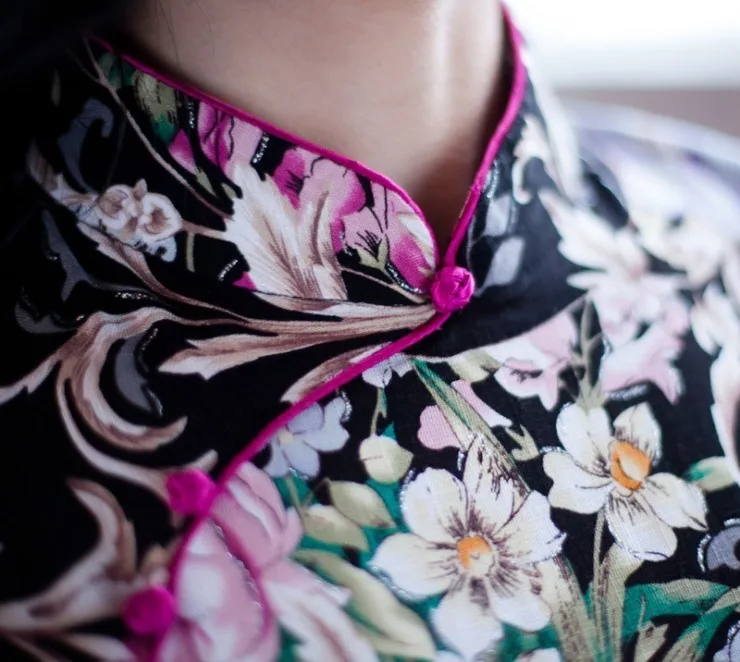 Китайские платья Ципао Cheongsam из хлопка и льна Mujer Vestidos размера плюс для женщин короткие 3XL 4XL 5XL летние Новое поступление
