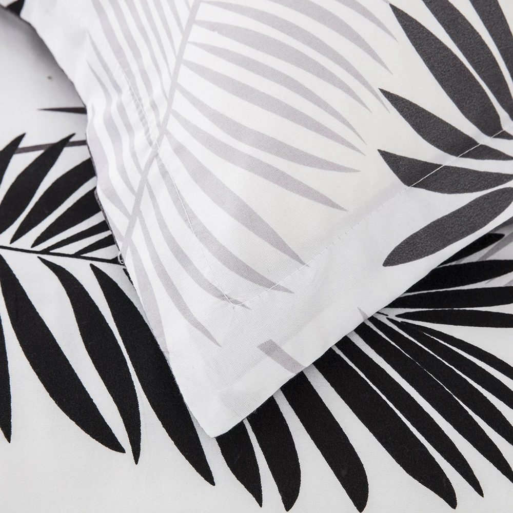 Короткие скандинавские серые листья шаблон постельных принадлежностей 3 шт.