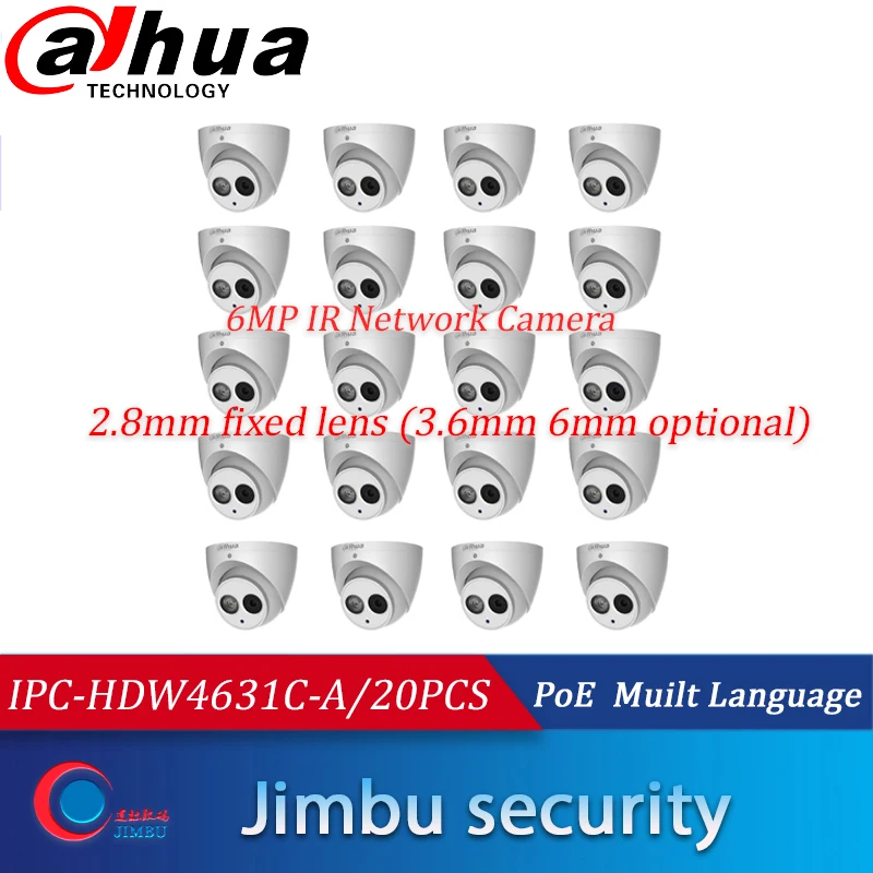 Dahua 6MP POE 20 шт. ip камера IPC HDW4631C A металлический корпус H.265 Встроенный микрофон IR50m IP67