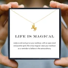 Колье женское золотистое с надписью Life Is Magic White Wish