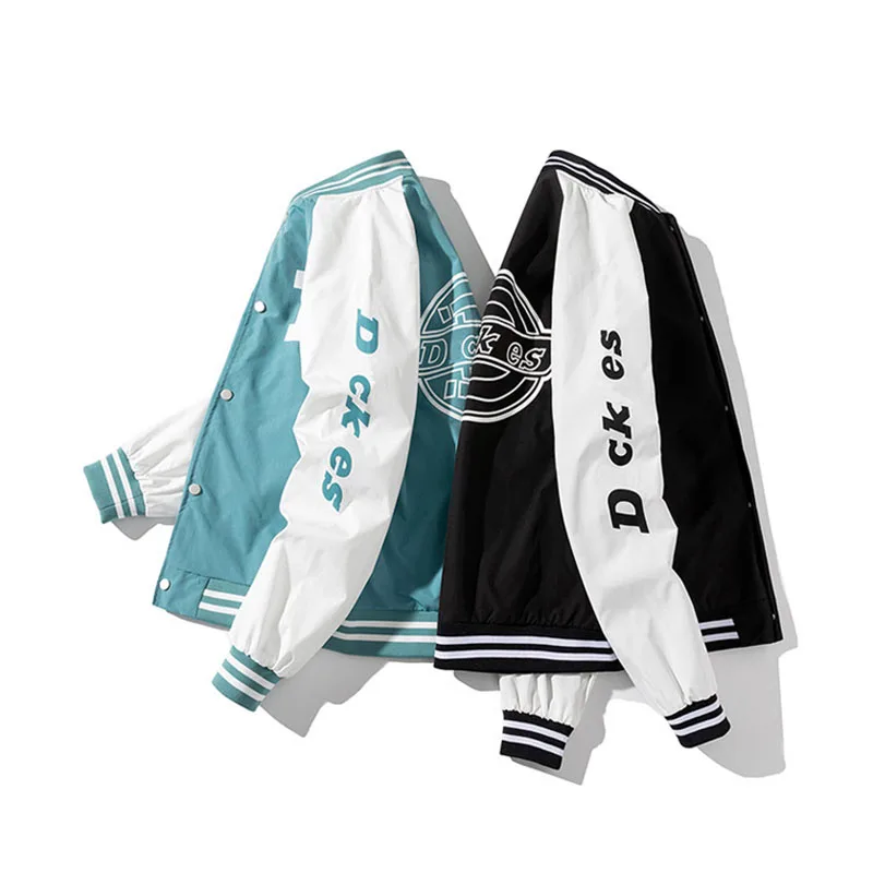 

Mens Harajuku College Style BomberJacket Spring and Autumn Couple Casual Baseball Uniform Coats Student Streetwear Clothes