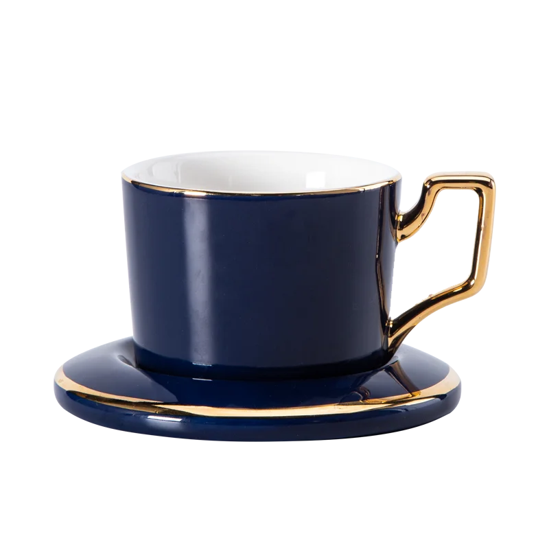 Креативная фарфоровая кофейная чашка с ручкой синие керамические роскошные