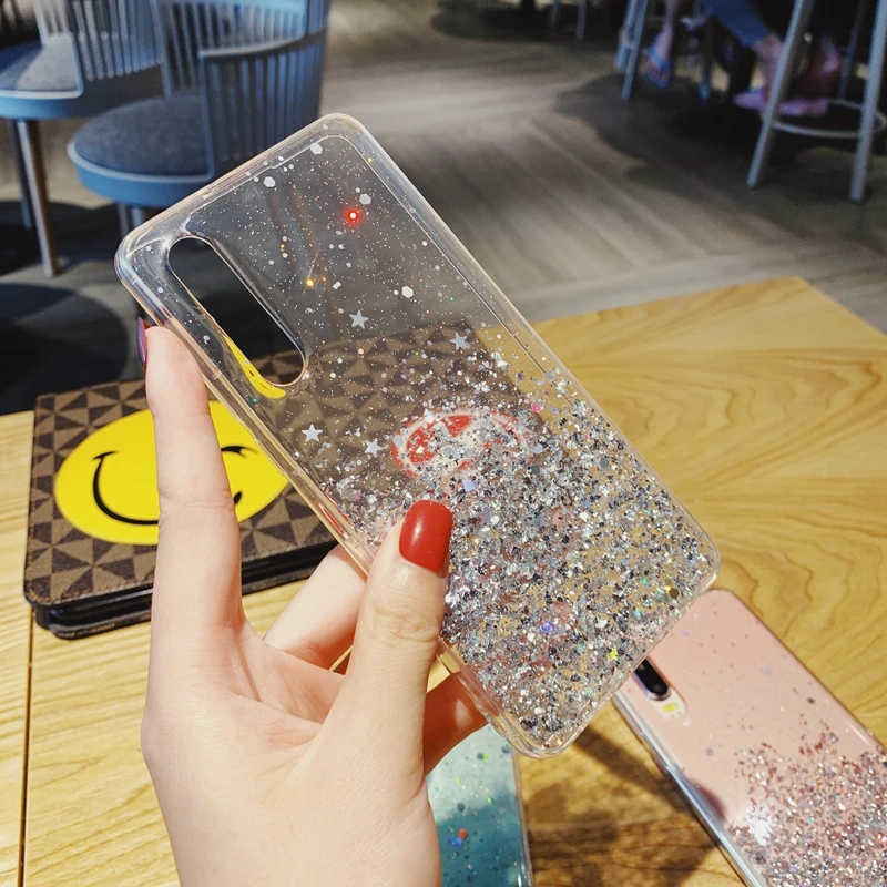 Для Huawei P20 P30 P40 Y5P Y6P Y7P Nova 3 3i Honor 8X 8A 9 9c 9s 10 20 Lite 10i Pro с блестками и нашивкой в виде