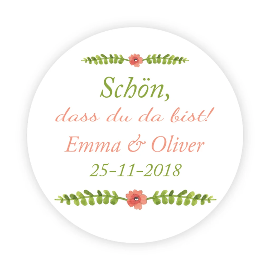 

DouxArt 100 Pieces Personalized Wedding Stickers, 4cm Schon dass du da bist Party Communion Label Gifts Package Seals