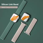 Ремешок силиконовыйкожаный для Apple Watch Band 40 мм 44 мм 42 мм 38 мм 42 мм 1:1, магнитный браслет для IWatch Series SE 6 5 4 3