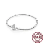 Браслет pandora женский из серебра 100% пробы, с круглой застежкой