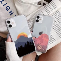 hand painted landscape scenery phone case for iphone 13 x xs max xr 12 mini 11 pro max 7 8 plus se 2 soft transparent back cover