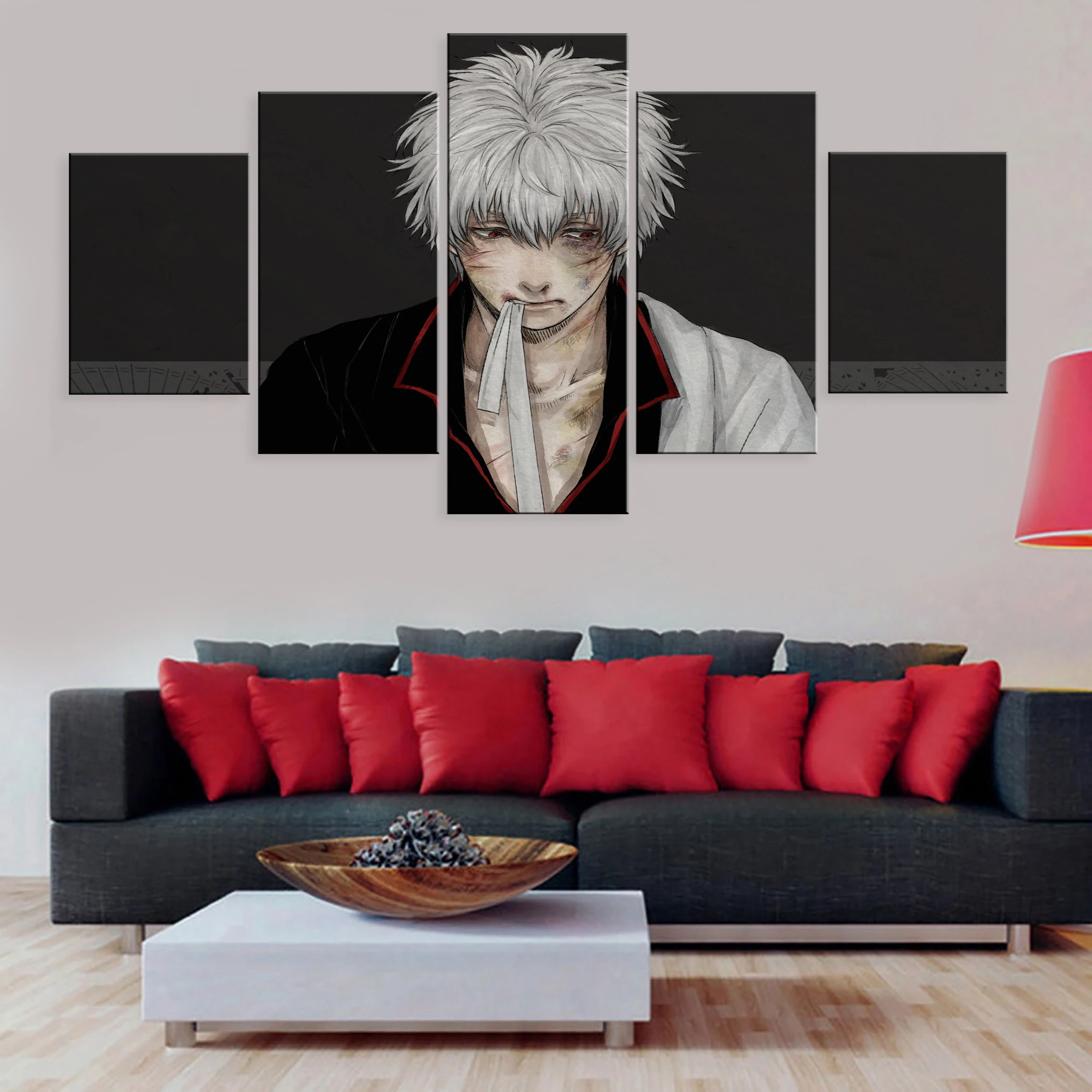 

Art Printed Hd Home Decoration 5 Pieces Poster Canvas Painting On The Wall Anime GINTAMA sakata gintoki