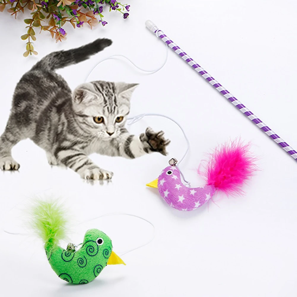 Интерактивная игрушка для домашних животных милая птица яркий цвет палочка