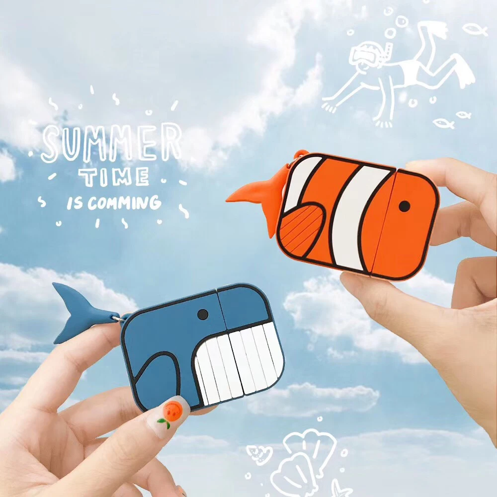 

For Apple Airpods Pro Earphone Case Cartoon Nemo Whale Wireless Bluetooth Headset Cover For Airpods Pro 3 Soft Silicon Cases Box