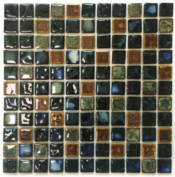 

11 PCS Dark Navy Blue Caramel Porcelain Ceramic Walll Tile Backsplash Bathroom Kitchen Mosaic Tiles SSD062