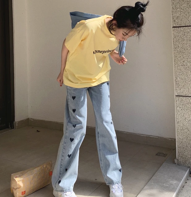 CMAZ Woman Jeans Mid High Waist Clothes Clothing Blue Streetwear Vintage Quality 2021 Fashion Harajuku Straight Pants 4273# 4