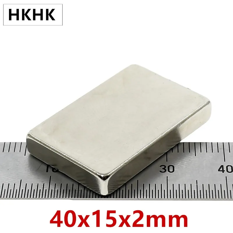 

10/20/50 шт 40x15x2 мм супер прочные для простыней редкоземельный магнит Толщина 2 мм блок прямоугольные неодимовые магниты 40 мм x 15 мм x 2 мм
