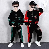 2022 new boys set spring autumn kids clothes baby sports suit children student hip hop hoodie pants swater 8 9 10 11 12 year