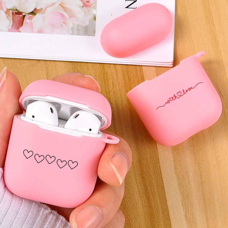Милый чехол для наушников Airpods 2 Мягкий Роскошный с милым любовным сердцем
