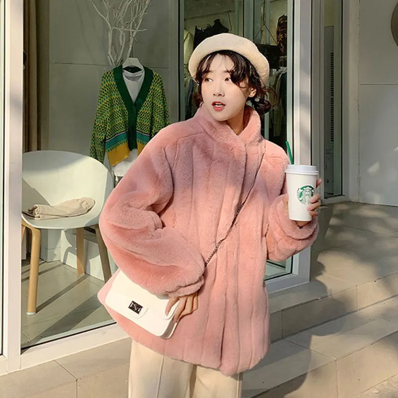 Women's Autumn Winter Jacket Faux Fur Coat Fashion Elegant Large Size Warm Lamb Coat 2021 Women Short Loose Plush Jacket